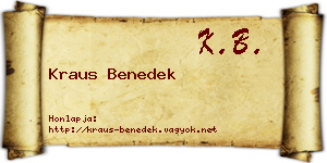 Kraus Benedek névjegykártya
